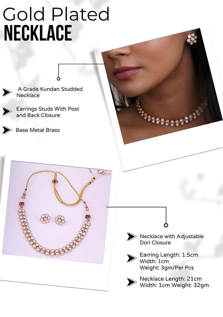 Rose Gold Studded  And Beaded  Gold Plated Jewellery Set