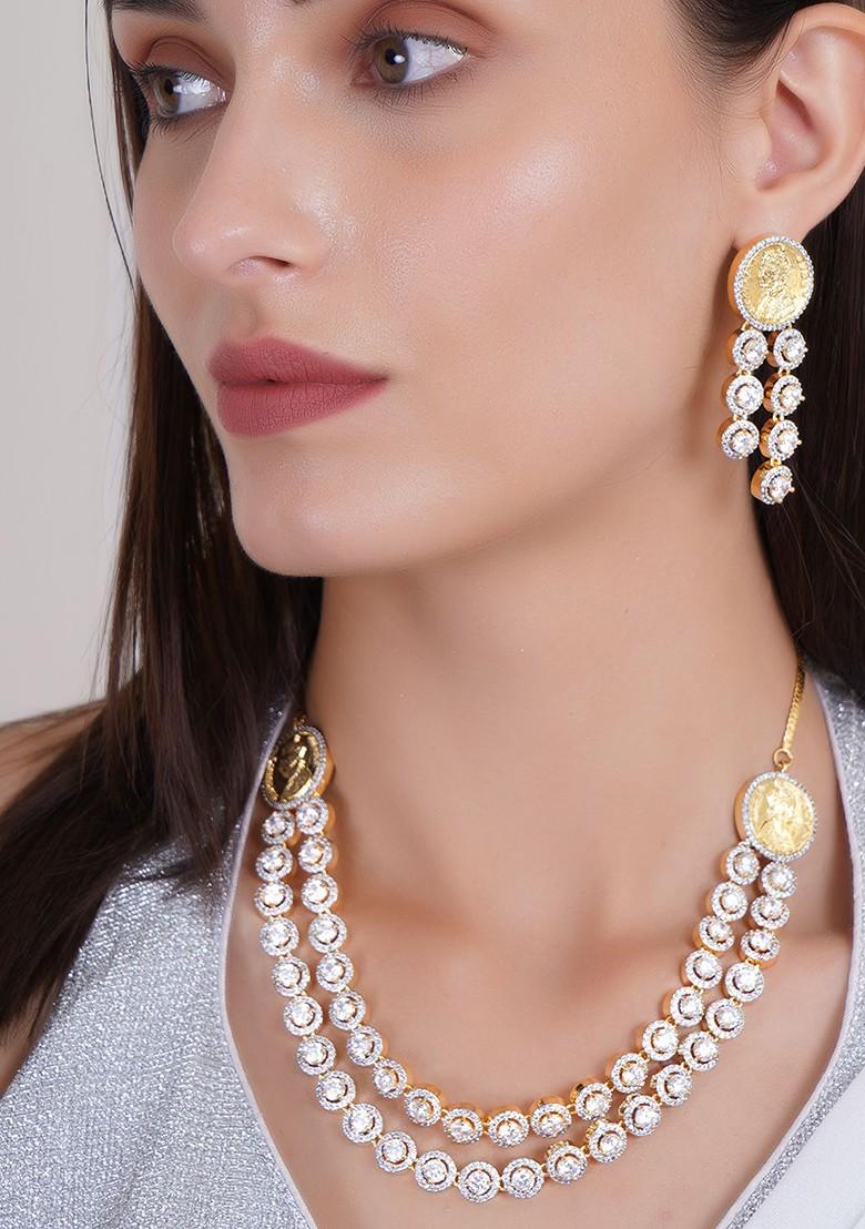 Gold Plain Gold Plated Jewellery Set