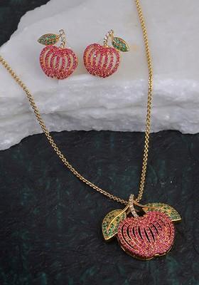 Gold  Stones Studded  Gold Plated Jewellery Set