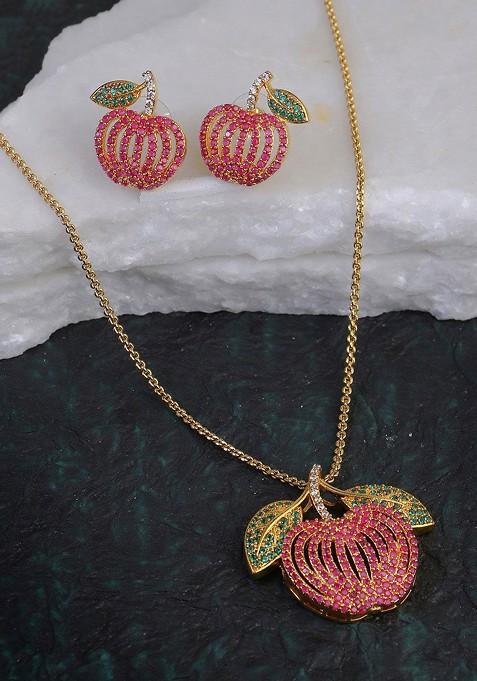 Gold  Stones Studded  Gold Plated Jewellery Set