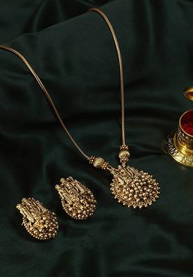 Gold Plain Gold Plated Jewellery Set