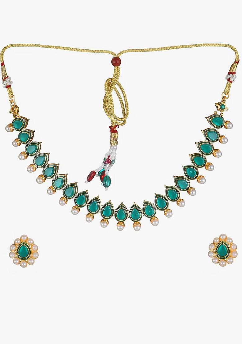 Gold Stone Studded  Gold Plated Jewellery Set