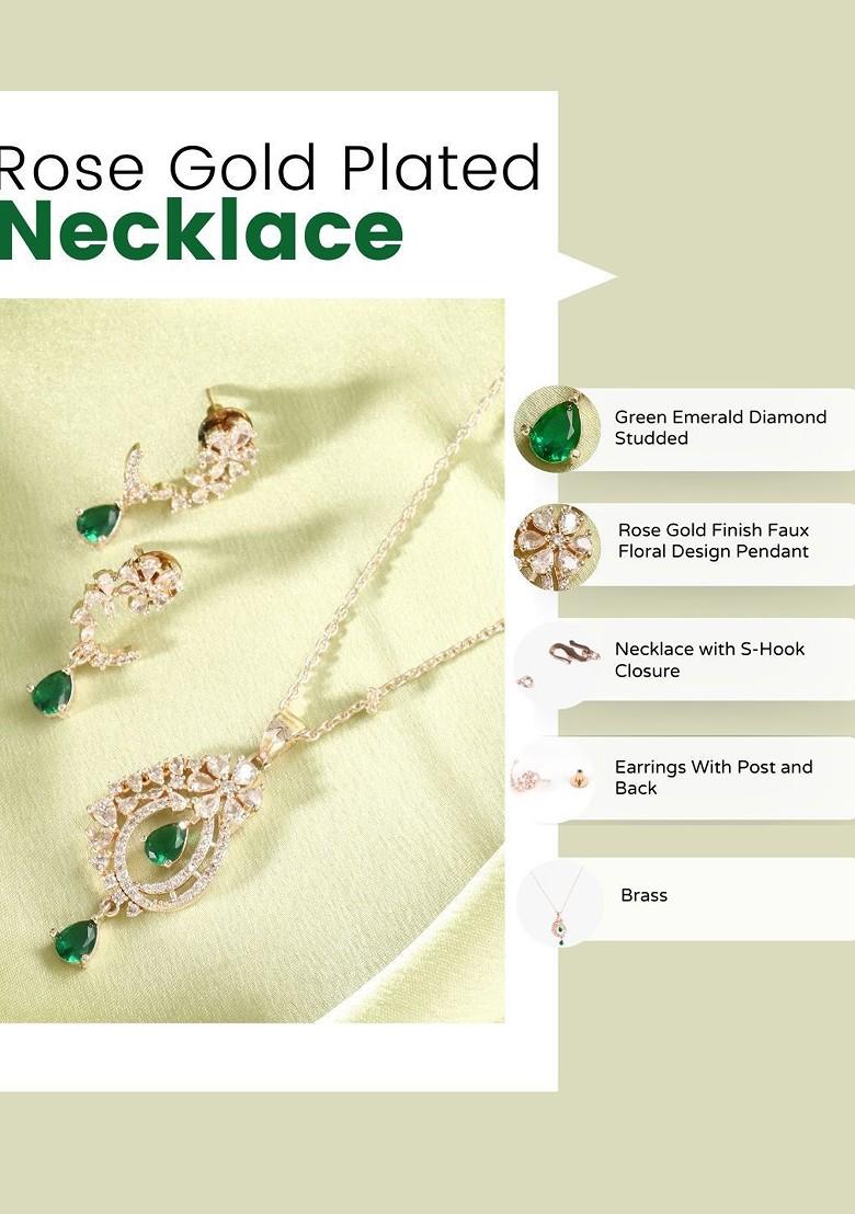 Rose Gold Zirconia Studded Gold Plated Jewellery Set
