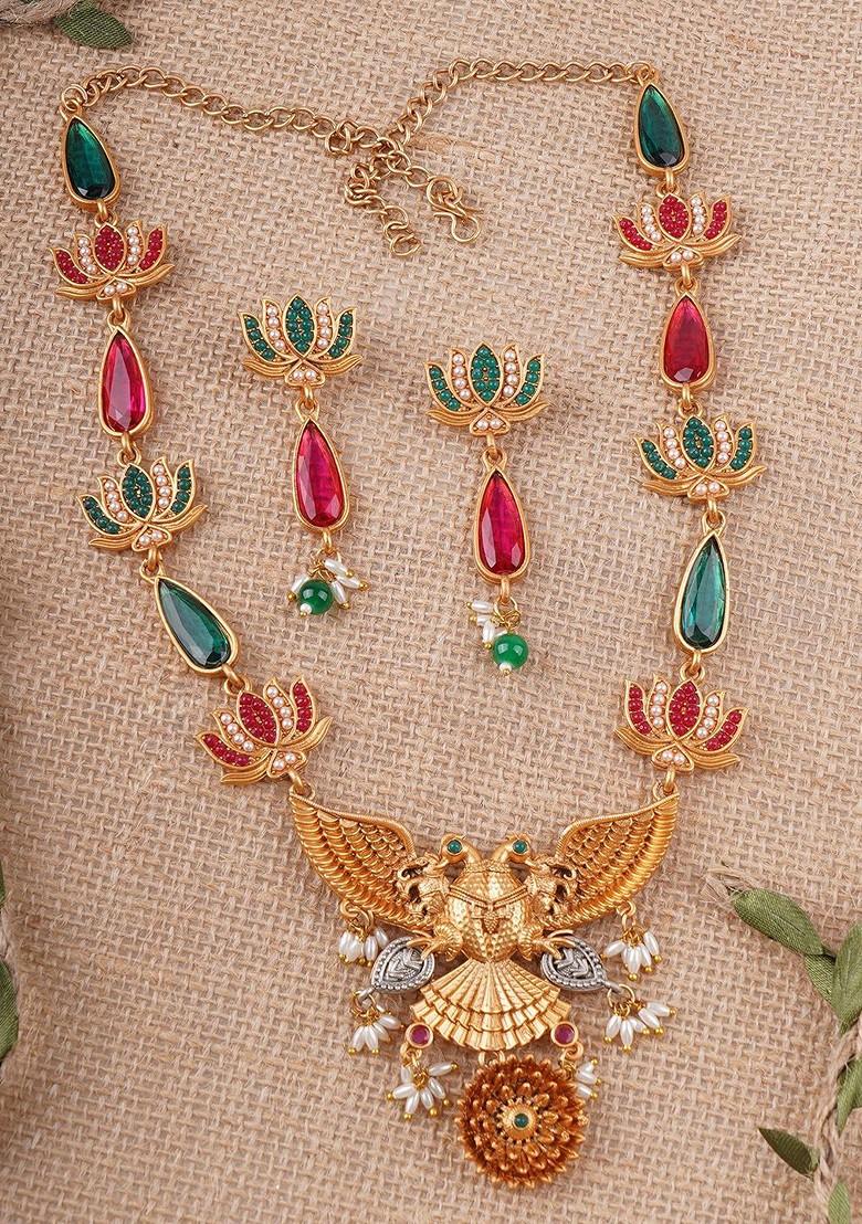 Gold Beaded Gold Plated Jewellery Set