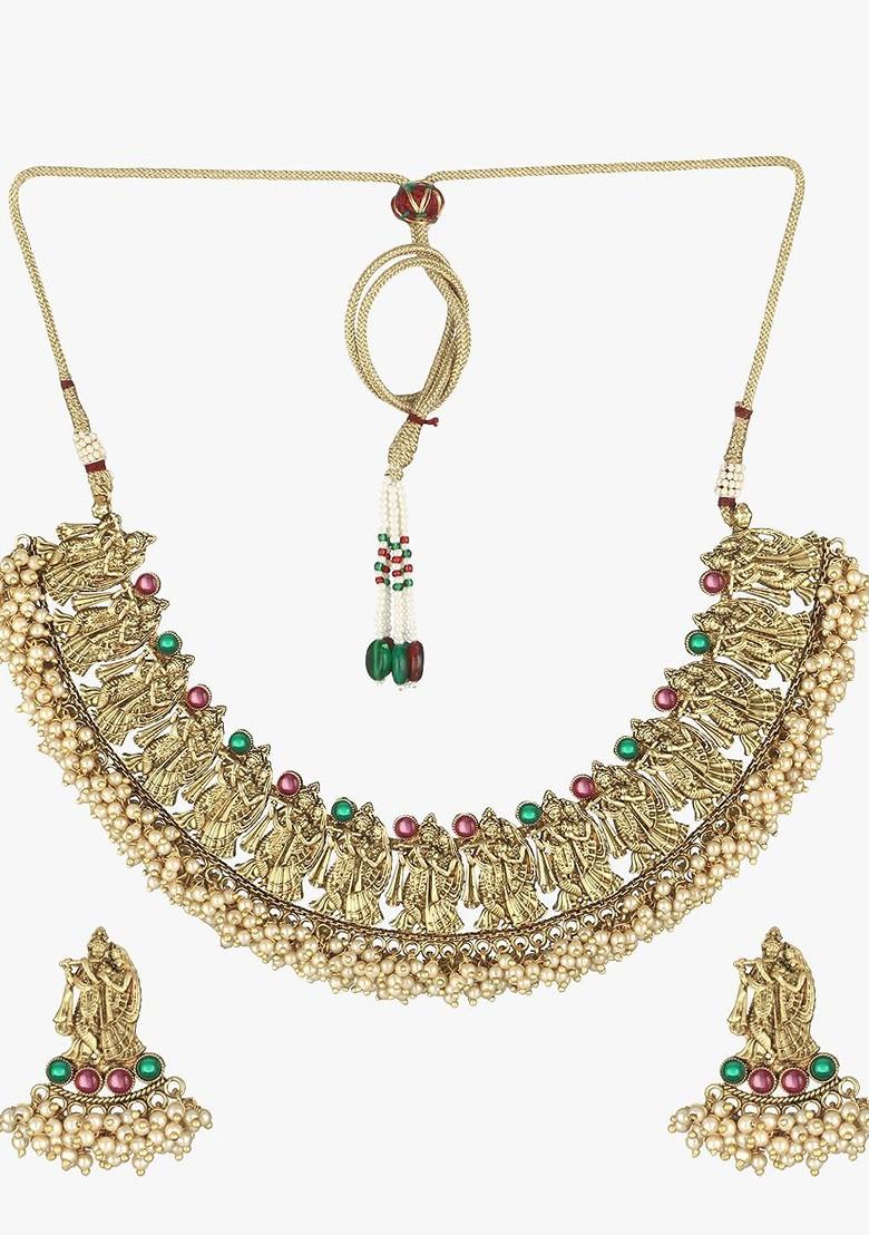 Gold  Stones Studded  Gold Plated Jewellery Set