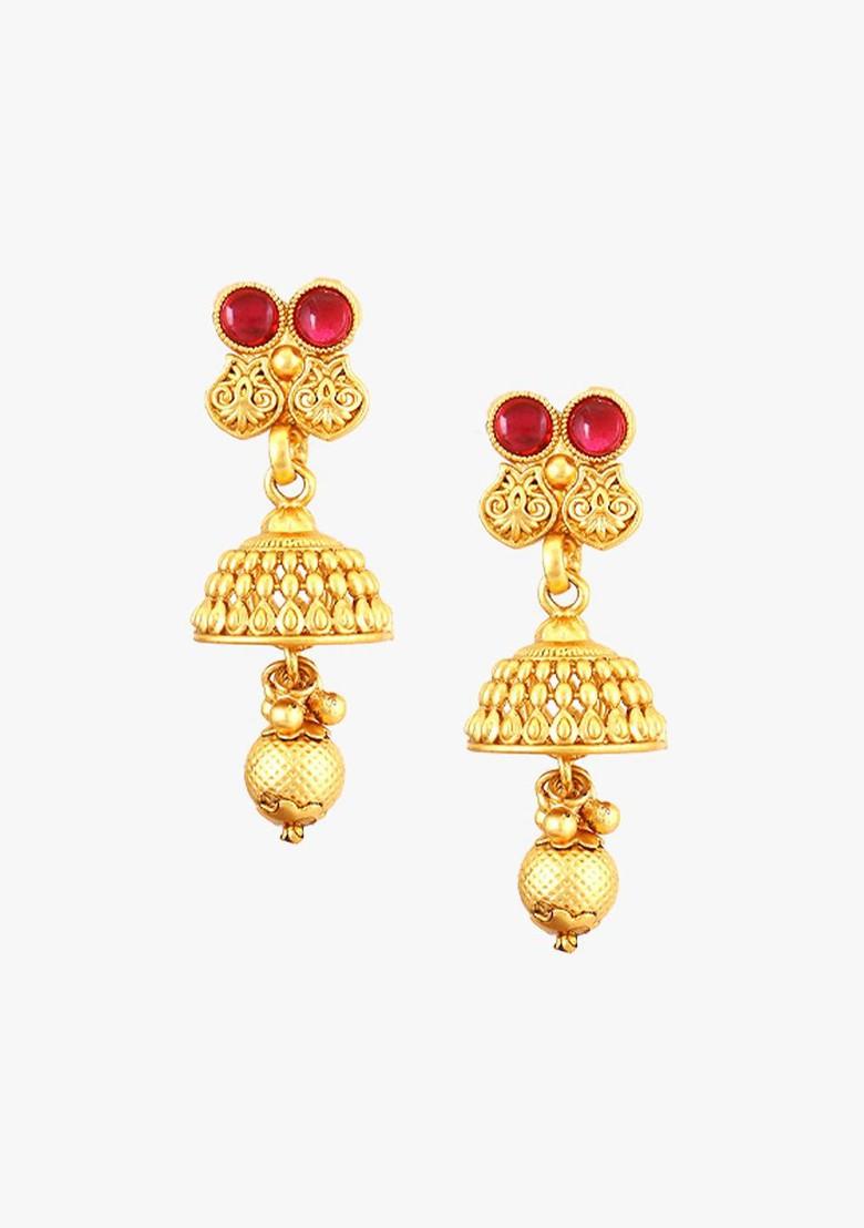 Gold Stone Studded And Beaded Gold Plated Jewellery Set