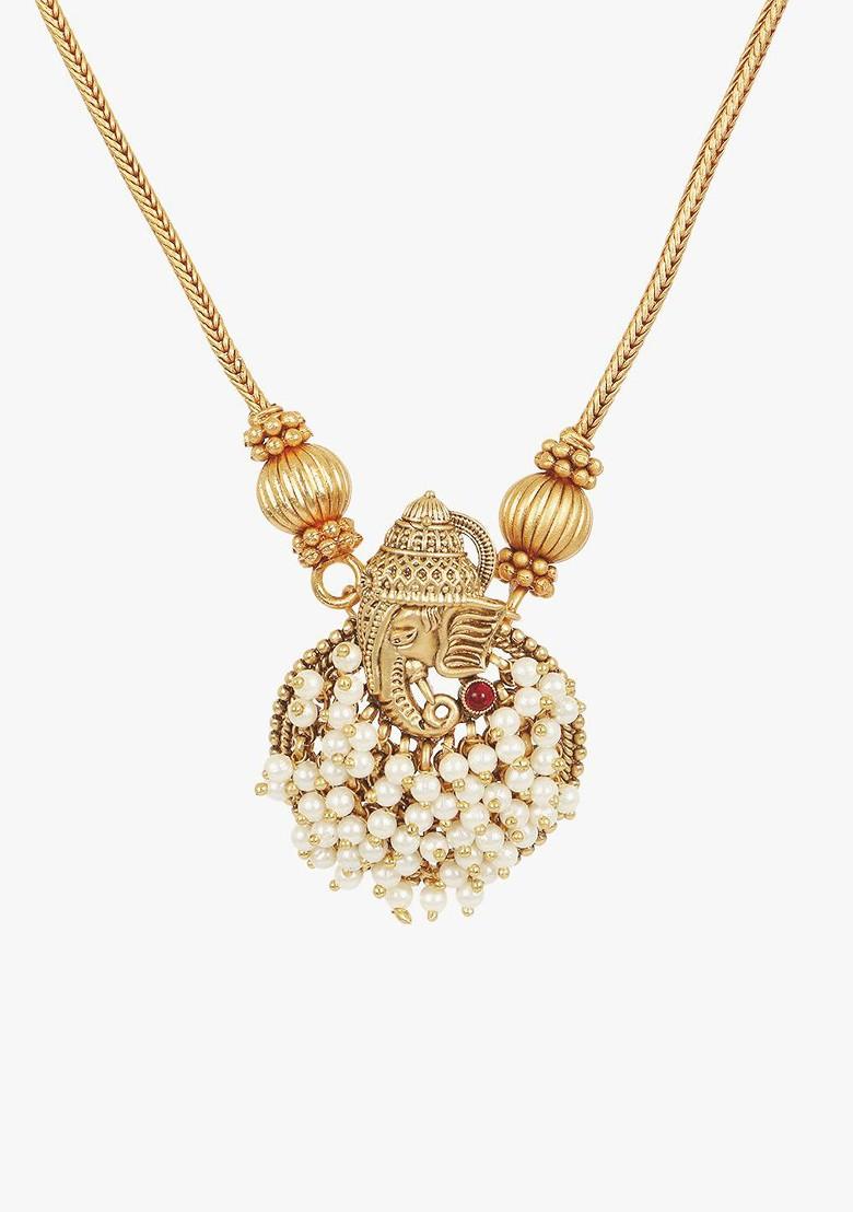 Gold Artificial Stones And Beads Gold Plated Jewellery Set