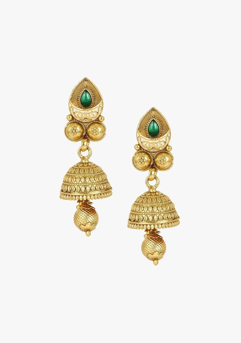 Gold Stone Studded  Gold Plated Jewellery Set