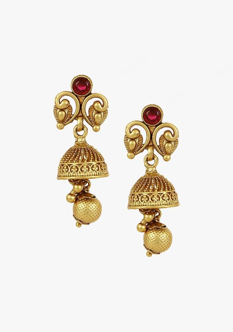 Gold Stone Studded And Beaded Gold Plated Jewellery Set