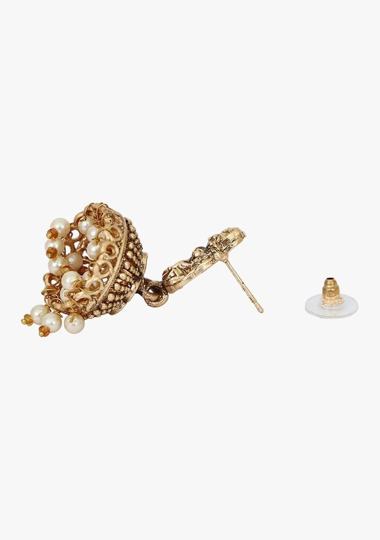 Gold Pearl Beaded Gold Plated Jewellery Set