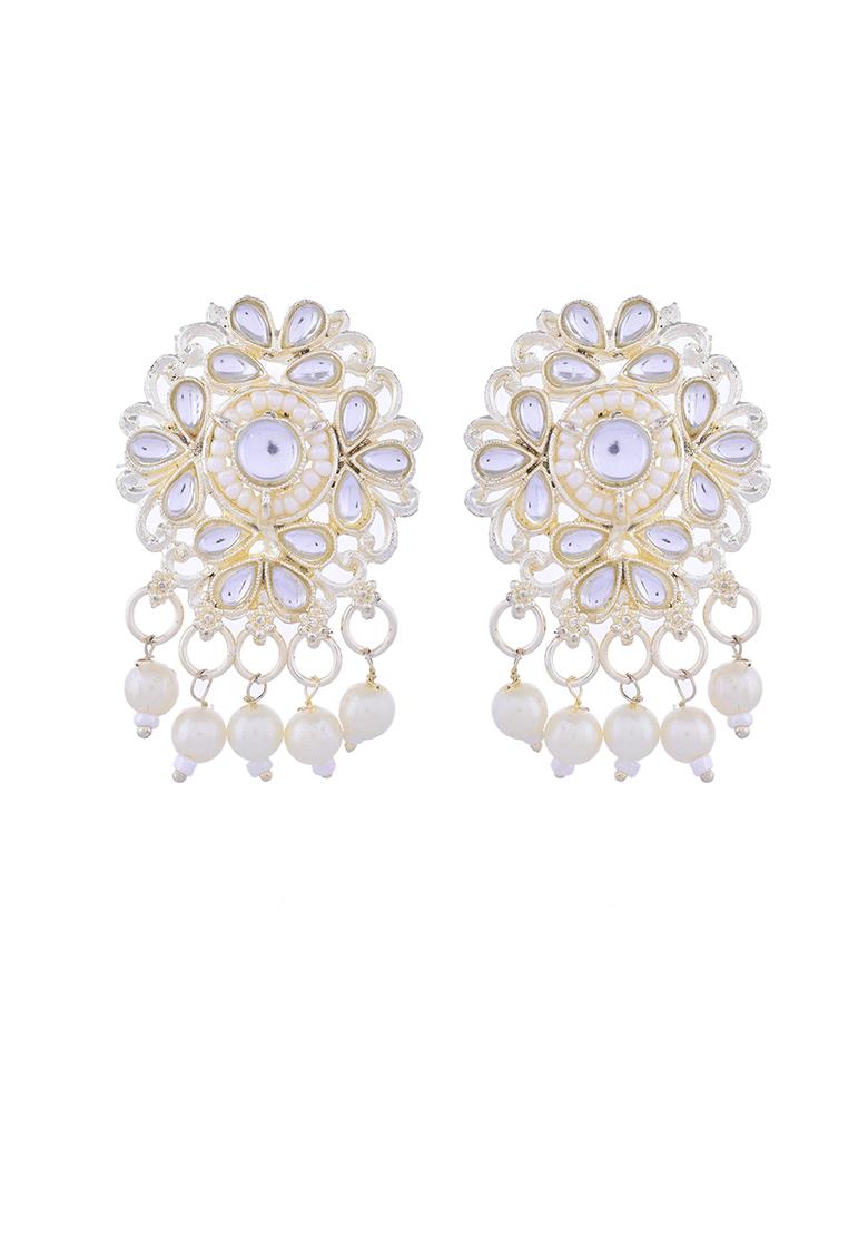 Kundan With Pearl Studded Choker Necklace With Earrings Set