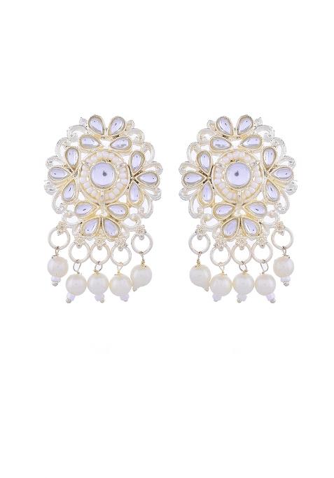 Kundan With Pearl Studded Choker Necklace With Earrings Set