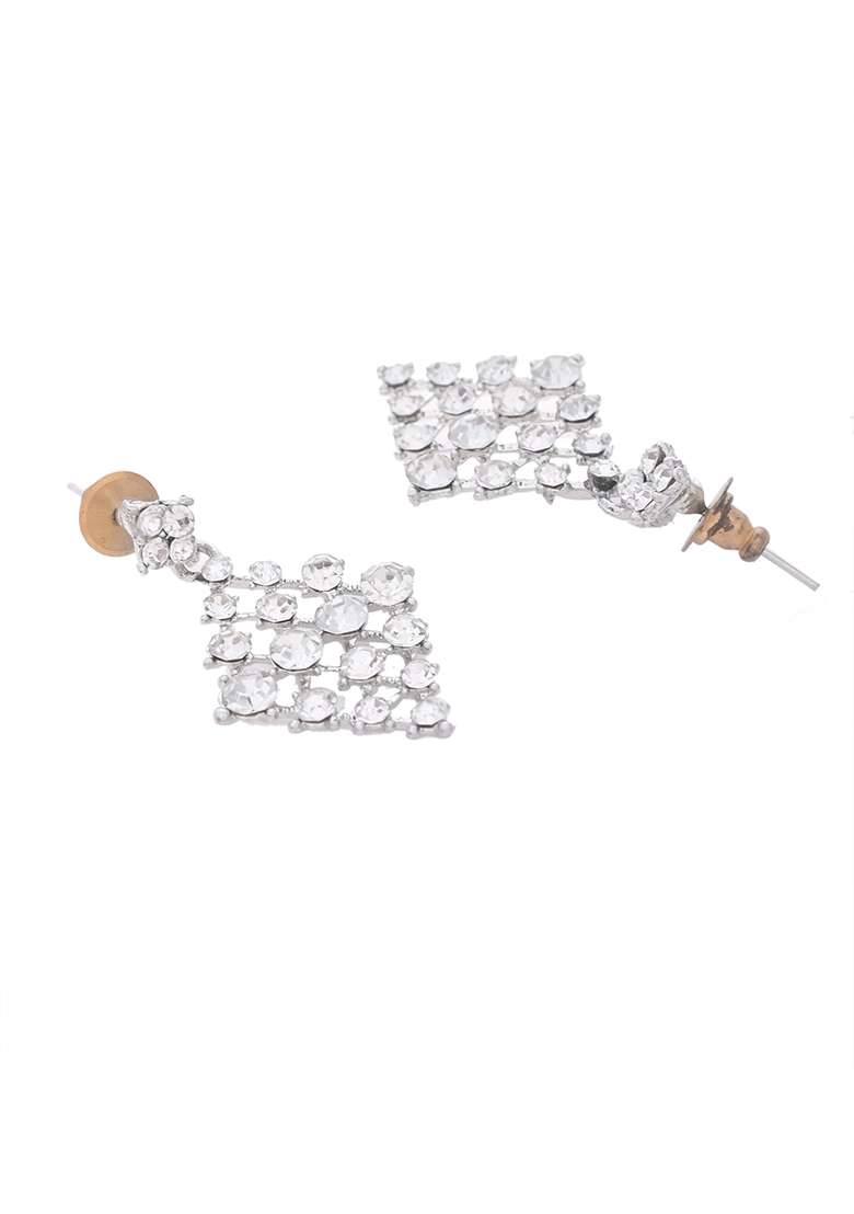 Silver Plated Ad Studded Handcrafted Jewellery Set - Indya