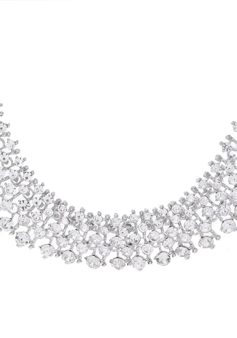 Silver Plated Ad Studded Handcrafted Jewellery Set