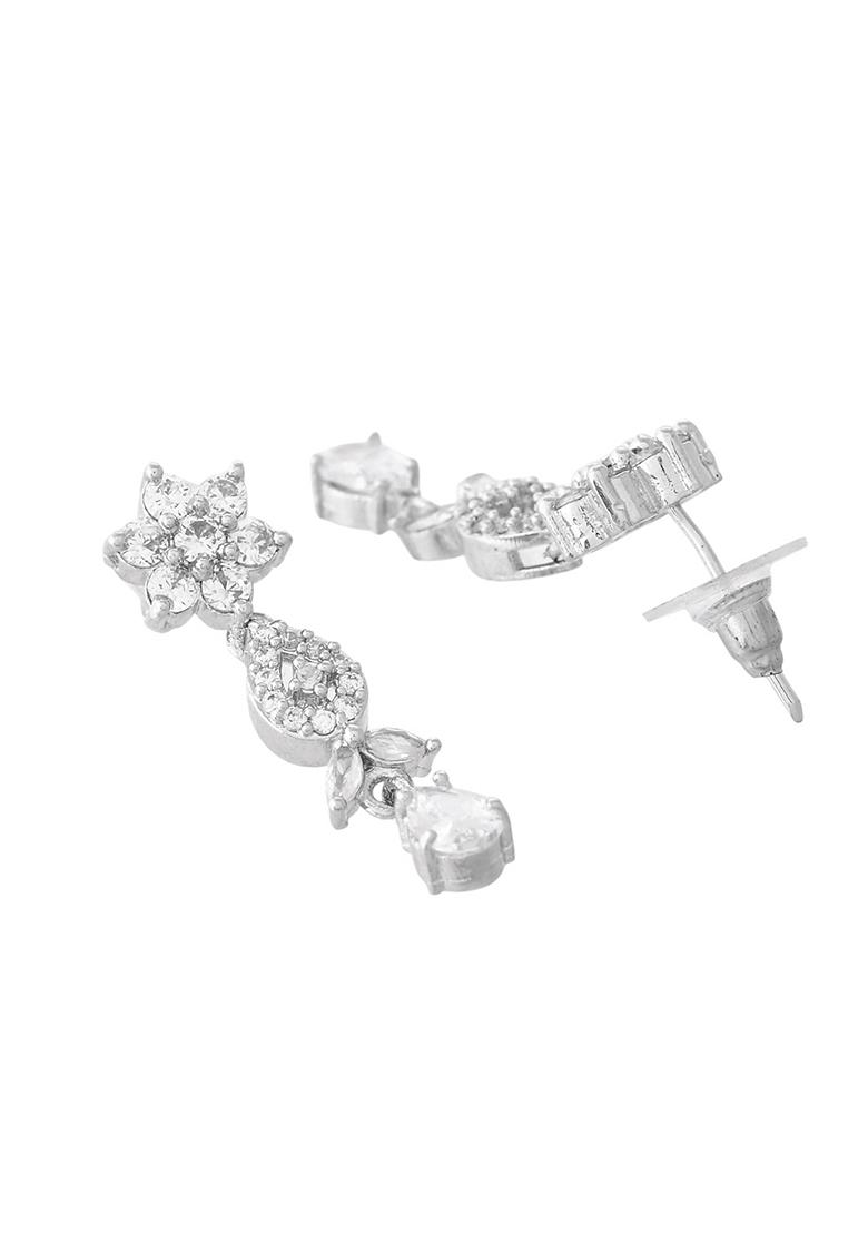 Silver Plated Ad Studded Classic Jewellery Set