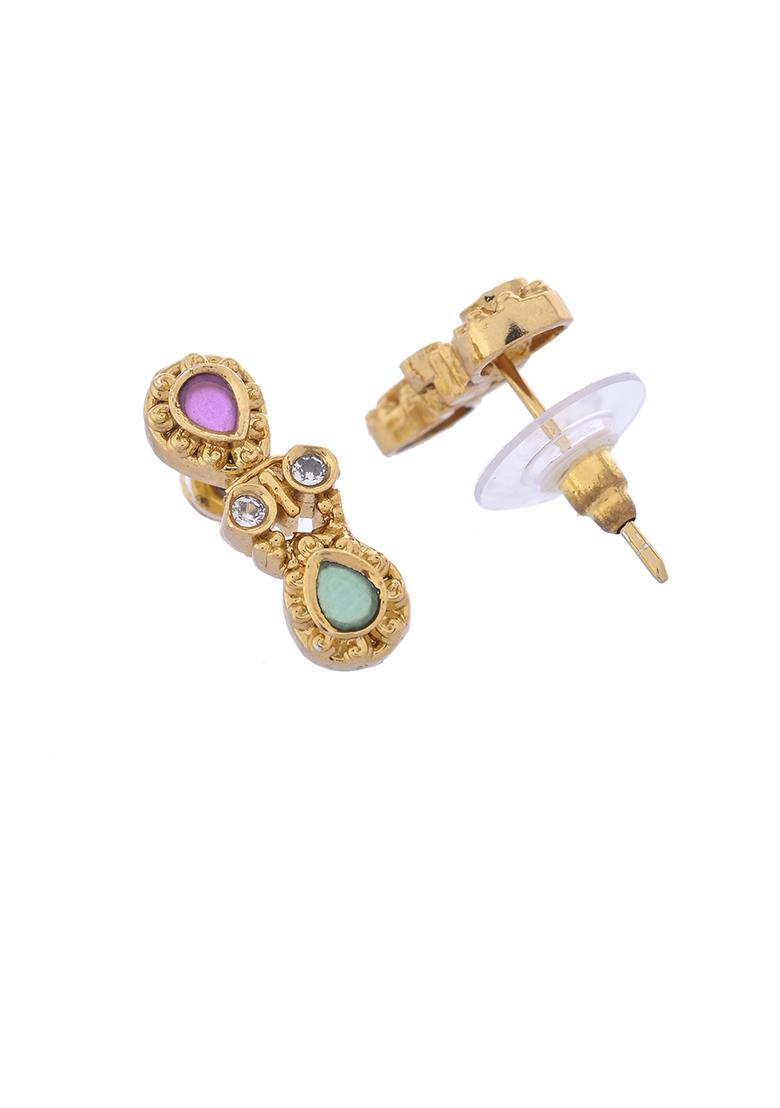 Gold Toned Ad Stone Studded Classic Jewellery Set