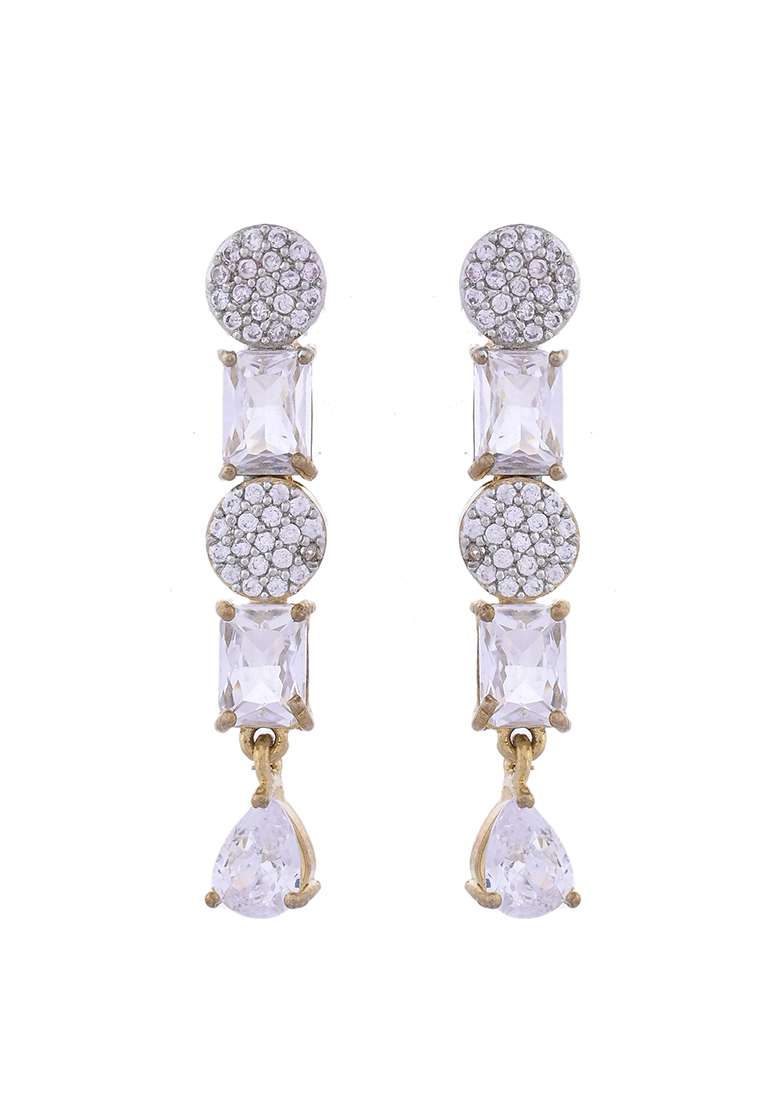 Gold Toned Ad Stone Studded Necklace Set - Indya