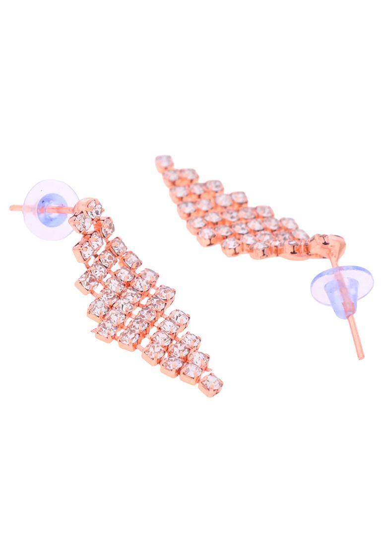 Rose Gold Plated Stone Studded Jewellery Set