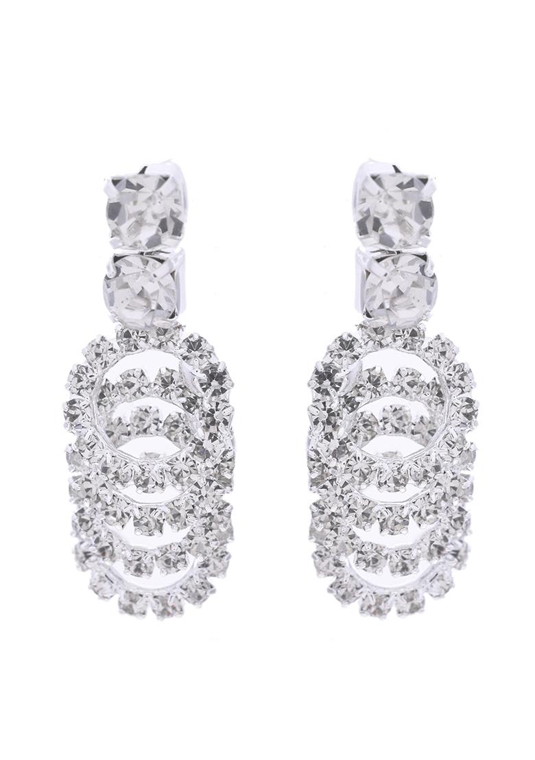 Silver Plated Stone Studded Circular Mutli Layer Necklace Set