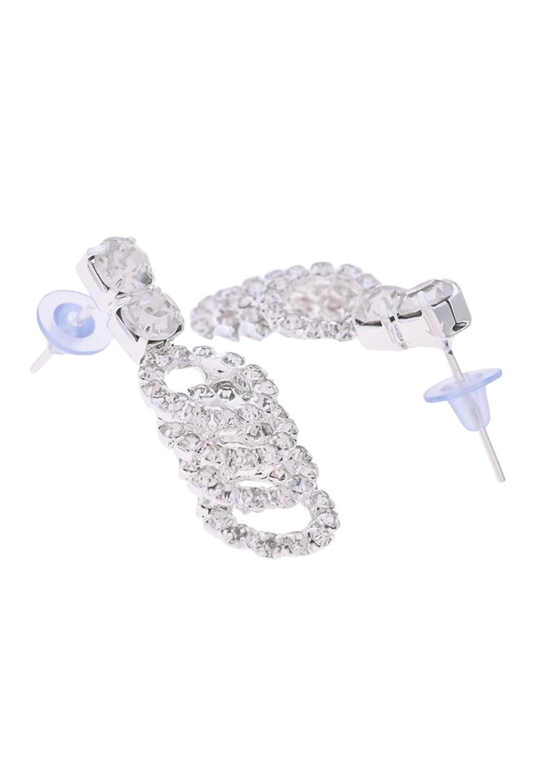 Silver Plated Stone Studded Circular Mutli Layer Necklace Set