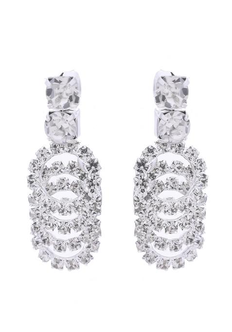 Silver Plated Stone Studded Circular Mutli Layer Necklace Set