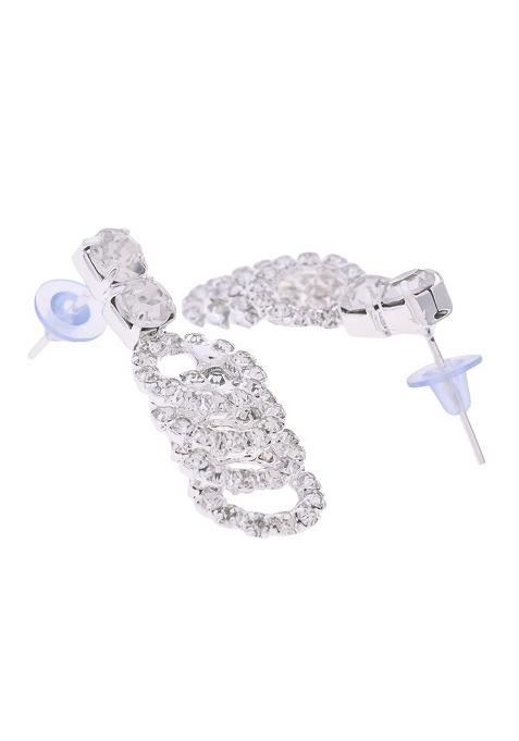 Silver Plated Stone Studded Circular Mutli Layer Necklace Set