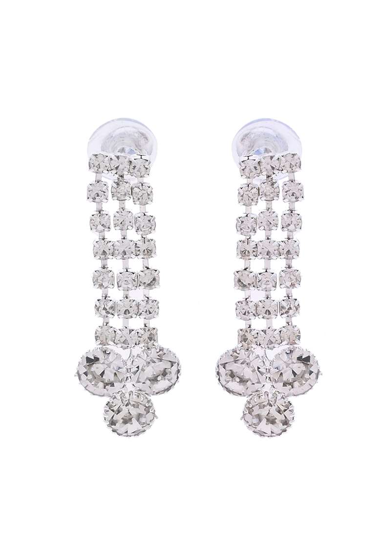 Silver Plated Cz Stone Studded Necklace Set - Indya