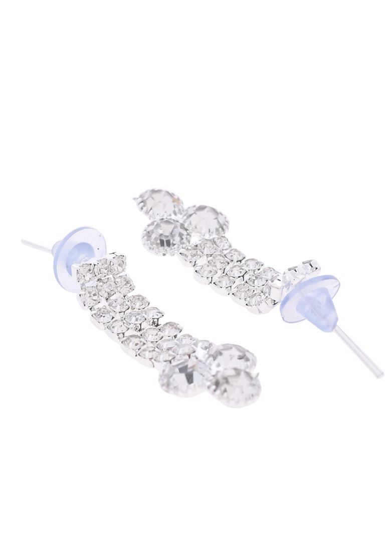 Silver Plated Cz Stone Studded Necklace Set