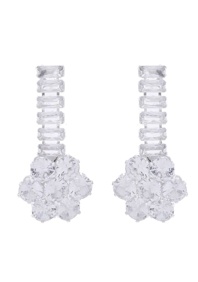 Silver Plated Cz Stone Studded Designer Jewellery Set - Indya