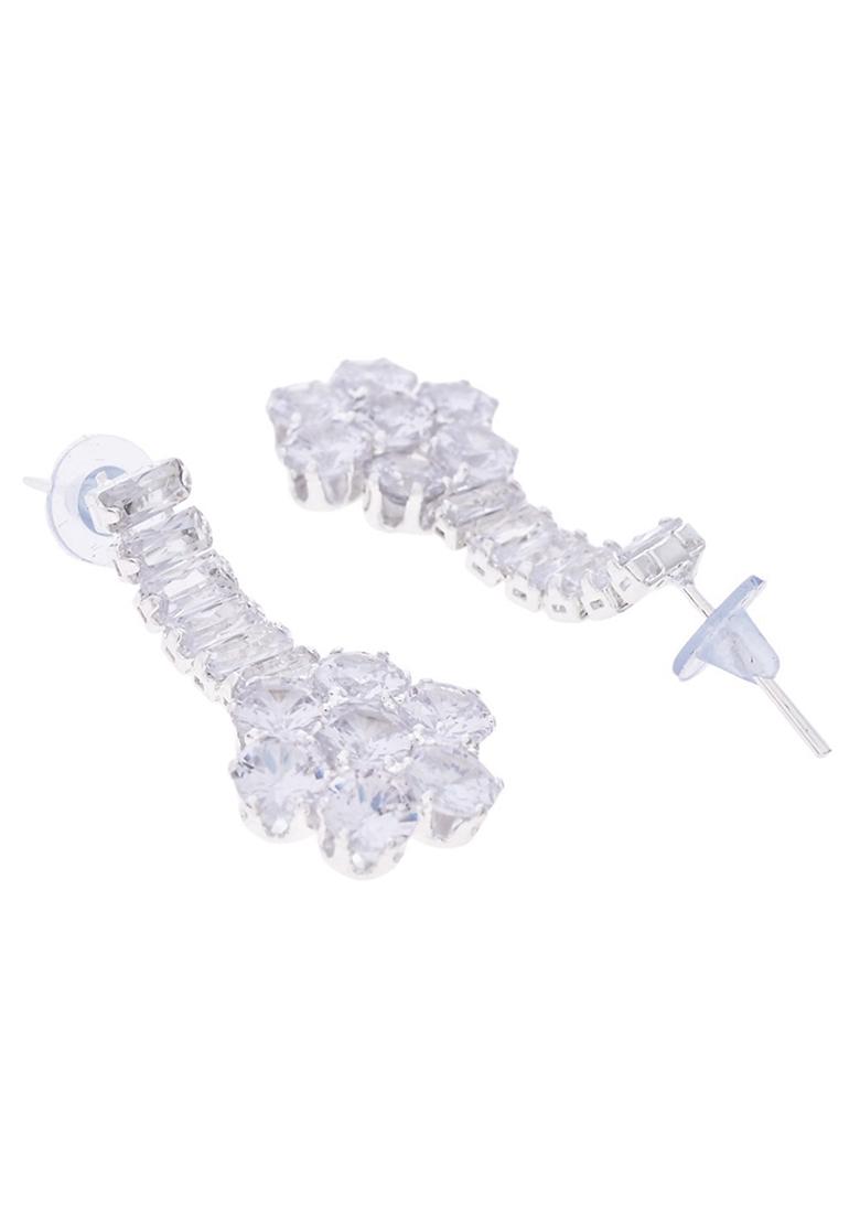 Silver Plated Cz Stone Studded Designer Jewellery Set