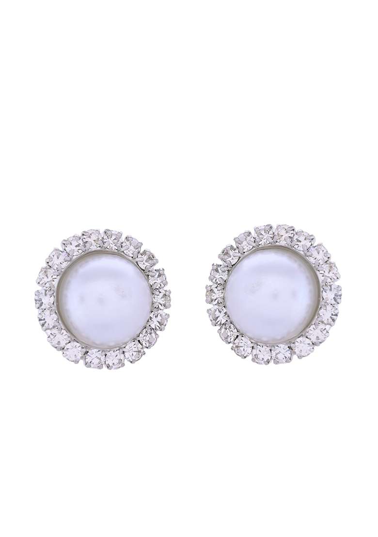 Silver Plated White Pearl And Cz Stone Choker Set - Indya