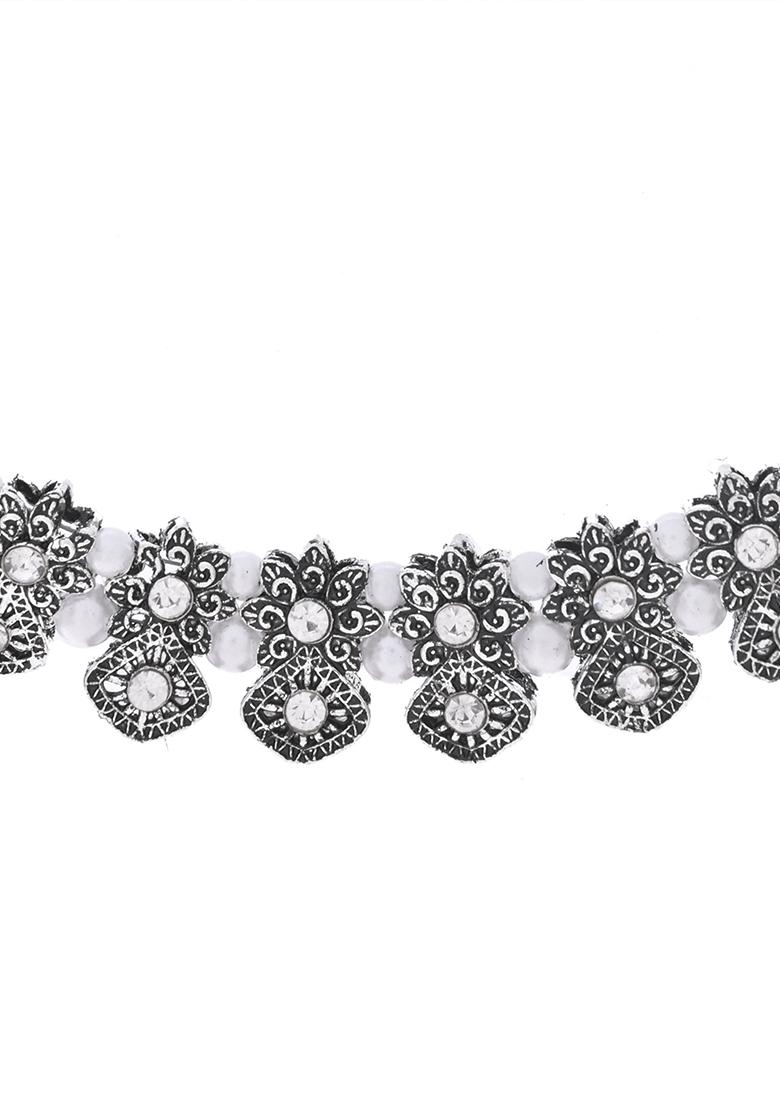 Oxidized Designer Stone Studded Jewellery Set