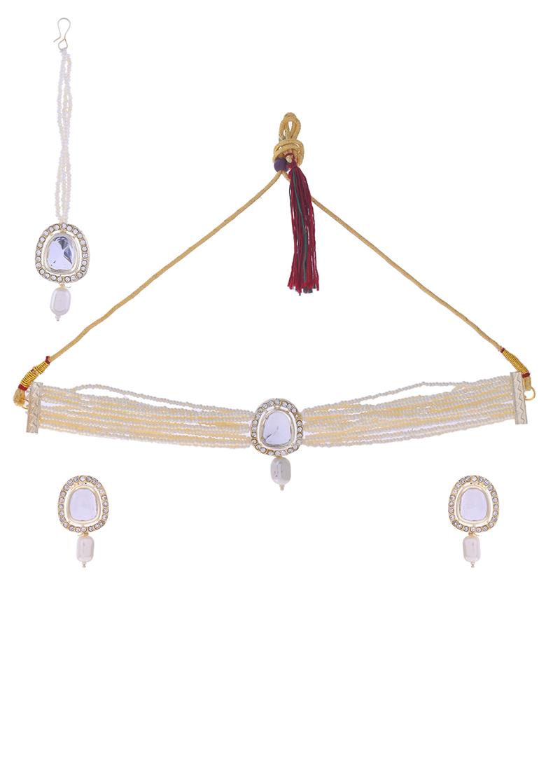White Kundan Studded Choker Set