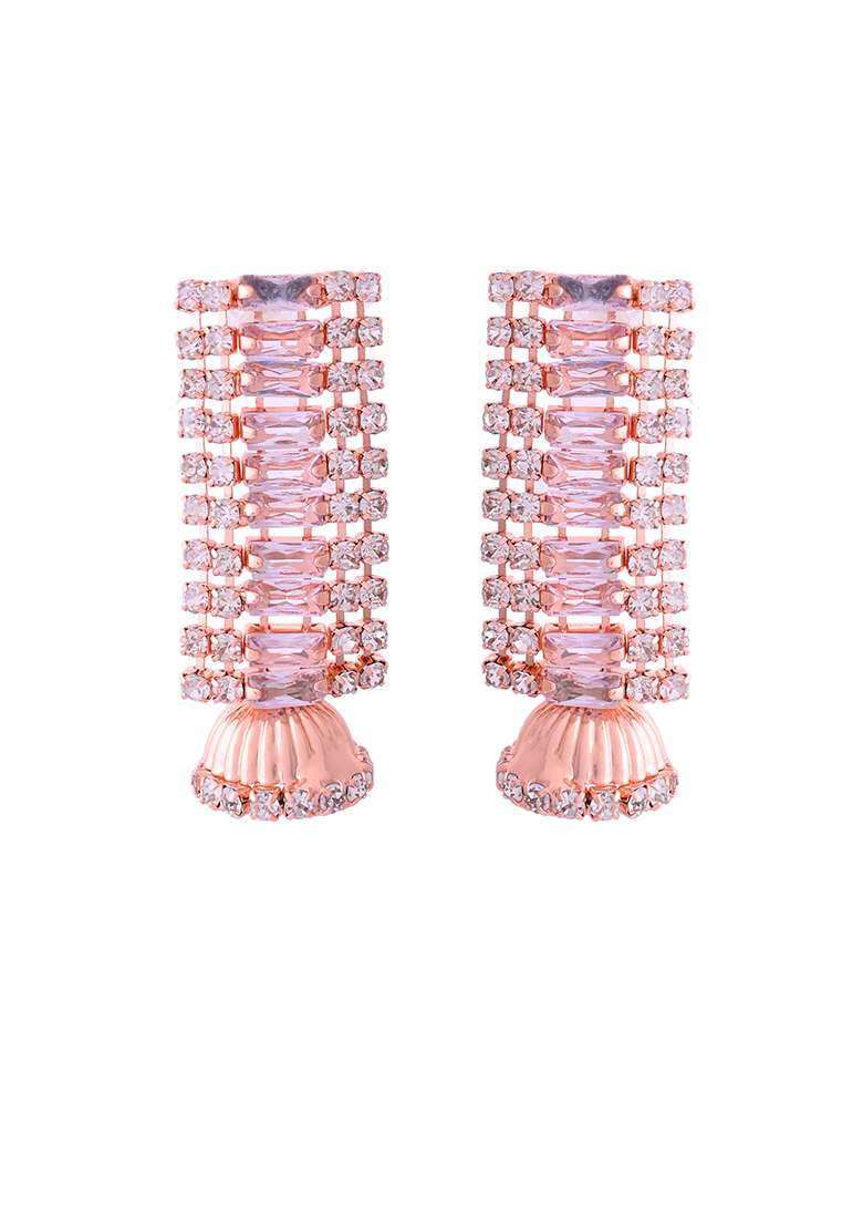 Rose Gold Plated Artificial Stones Studded Choker Jewellery Set - Indya