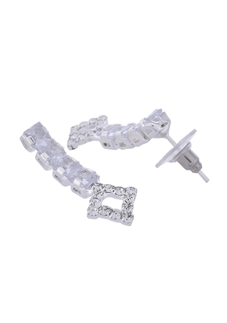 Silver Plated Stones Studded Geomatrical Jewellery Set