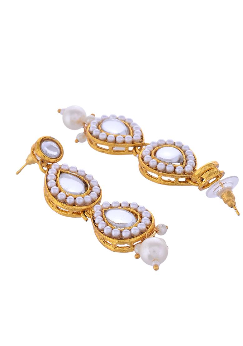 Gold Plated Kundan Stones Studded Jewellery Set With Maang Tikka