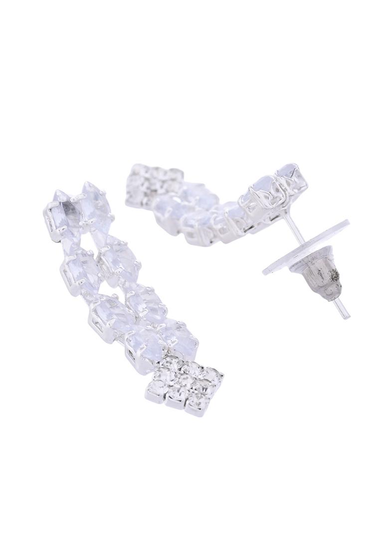 Silver Plated Cz Stones Studded Necklace Set