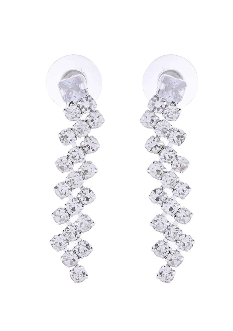 Silver Plated Cz And Artifical Stones Studded Necklace Set - Indya