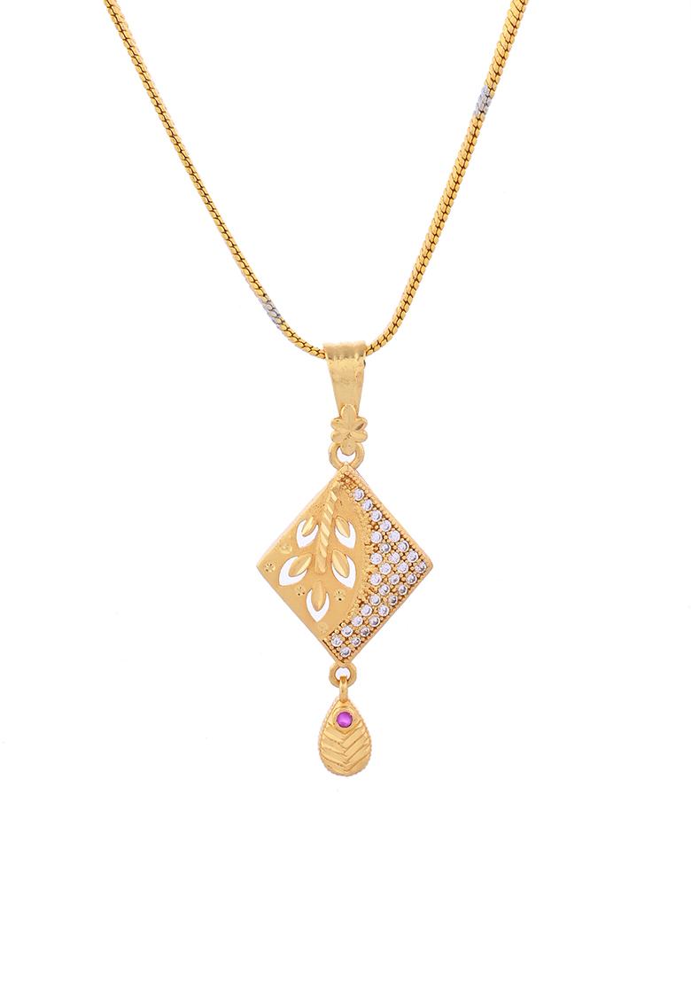 Gold Plated Geomatrical Ad Stone Studded Chain Set