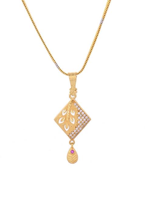 Gold Plated Geomatrical Ad Stone Studded Chain Set