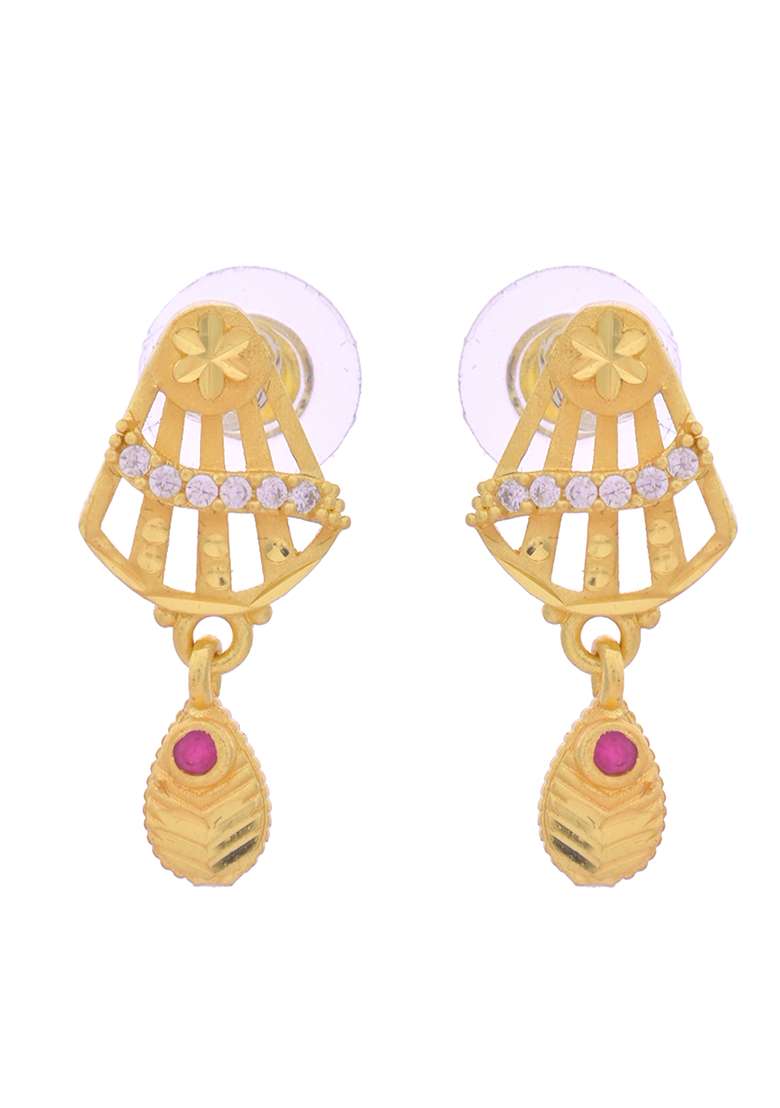 Gold Plated Designer Shaped Ad Stone Studded Chain Set - Indya