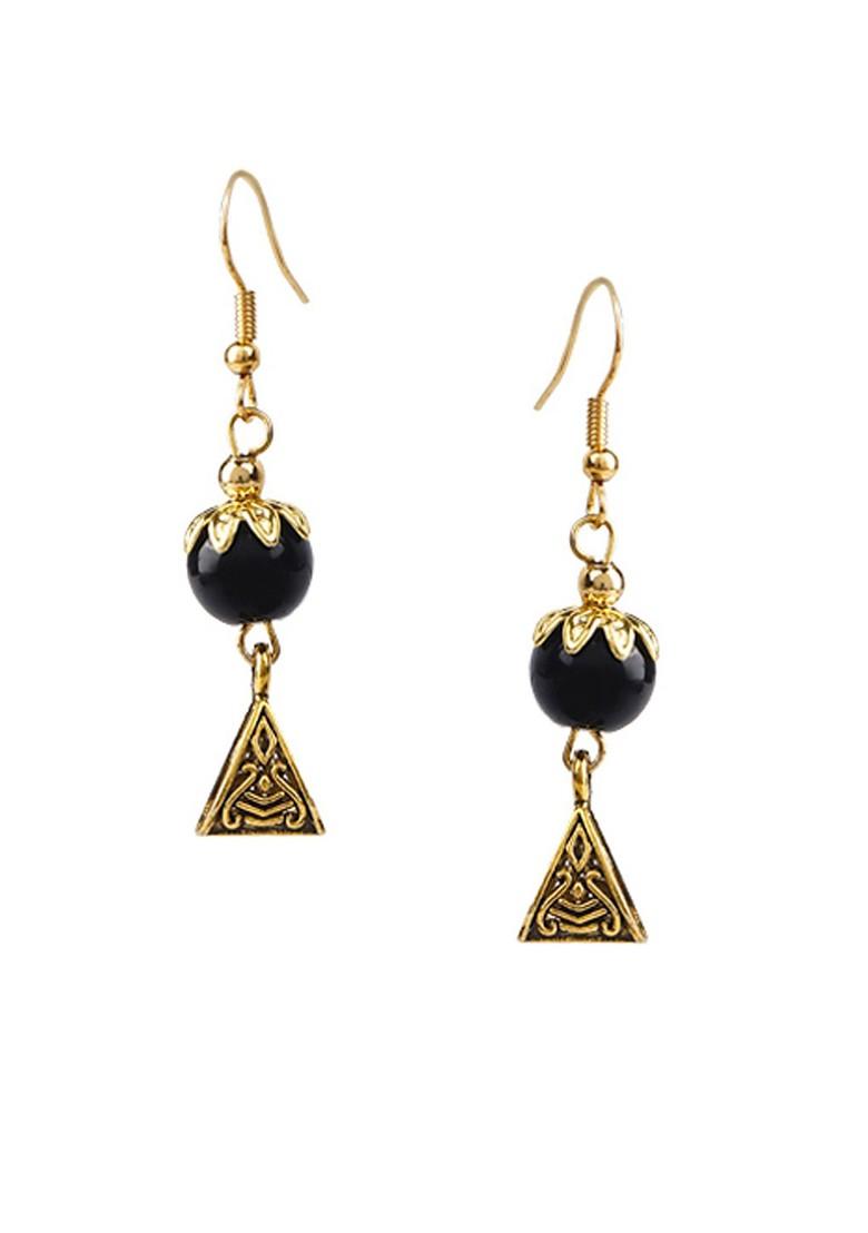 Black Beaded Gold Plated Necklace Set