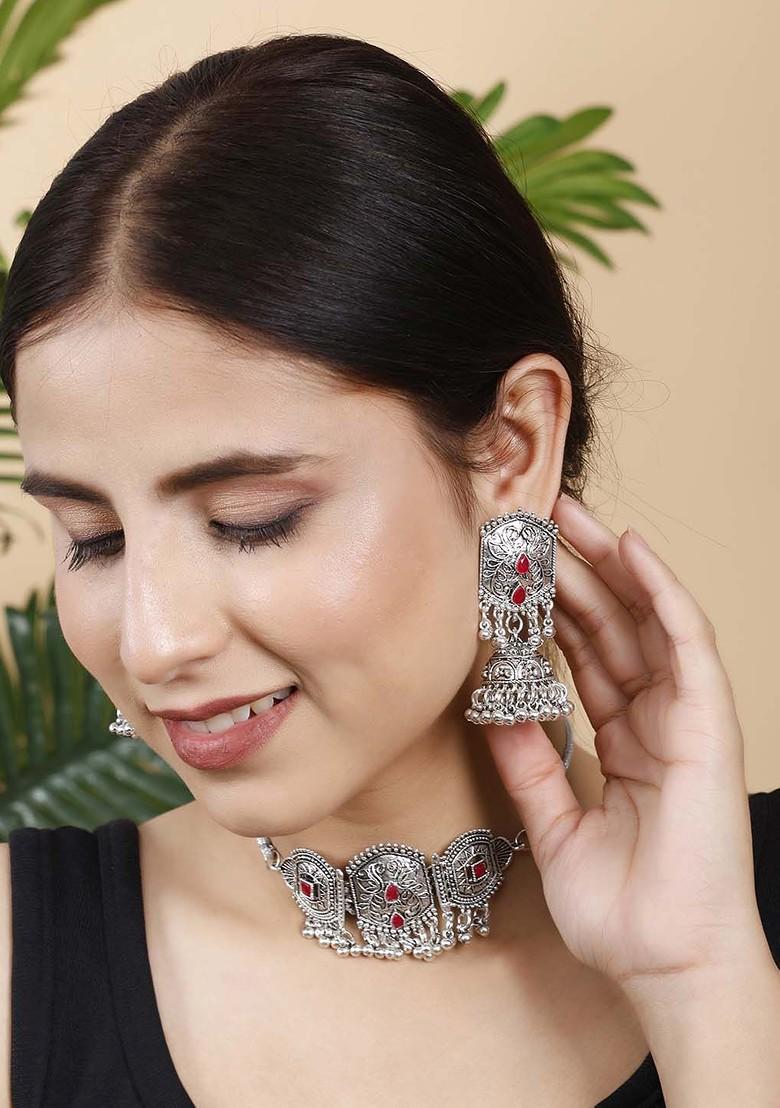 Silver Beaded Gold Plated Necklace Set