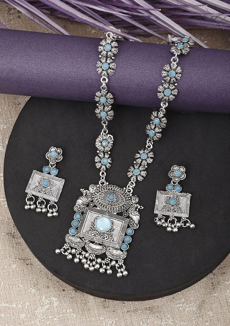Silver Beaded Silver Plated Necklace Set