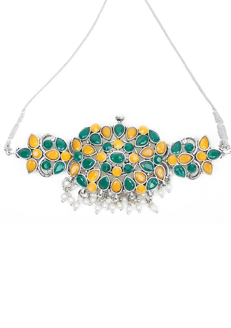 Silver Beaded Gold Plated Necklace Set