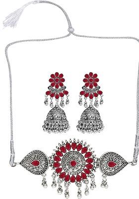 Silver Beaded Gold Plated Necklace Set