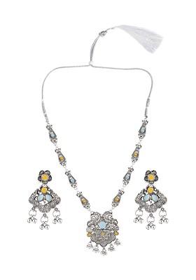 Silver Beaded Gold Plated Necklace Set