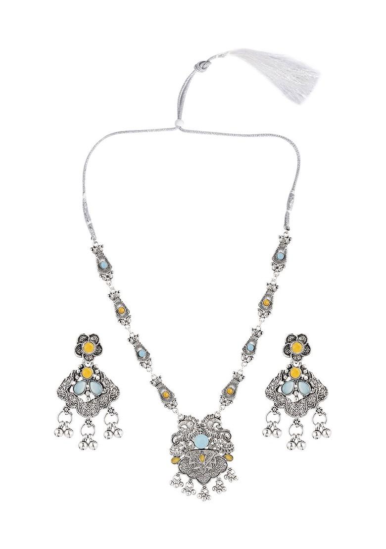 Silver Beaded Gold Plated Necklace Set
