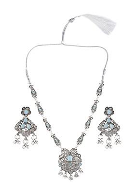 Silver Beaded Gold Plated Necklace Set