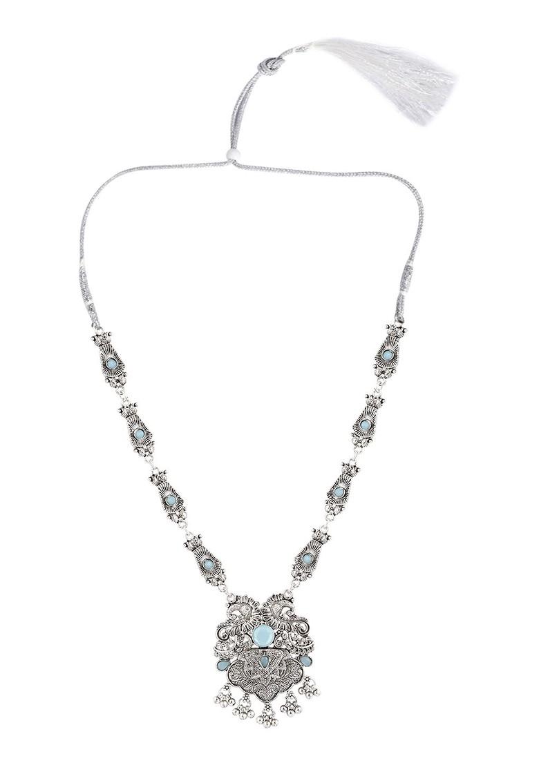 Silver Beaded Gold Plated Necklace Set